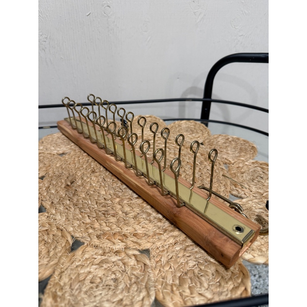 Vintage Cedar Wood Tie Belt Rack Wall Mount Organizer USA Made 20 Loop Brass